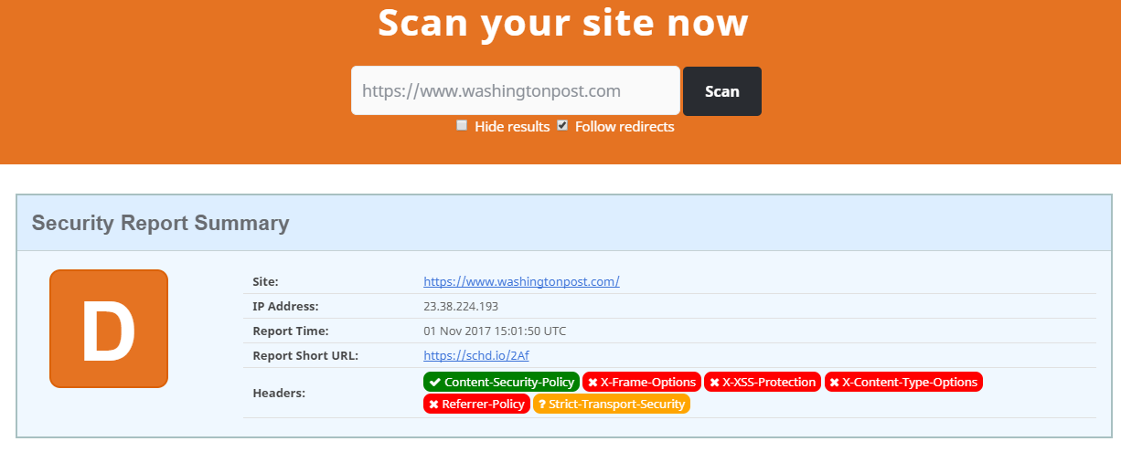 Washington Post Security Headers